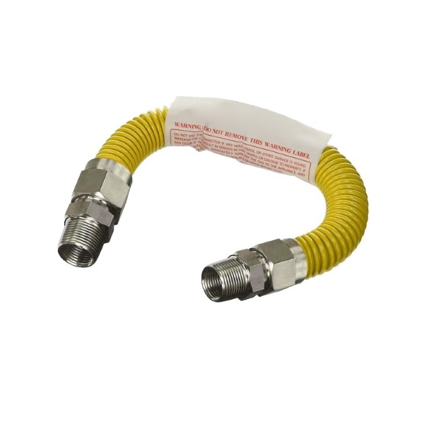 Flextron Gas Line Hose 3/8'' O.D.x12'' Len 3/8" MIP Fittings Yellow Coated Stainless Steel Flexible Connector FTGC-YC14-12G - main